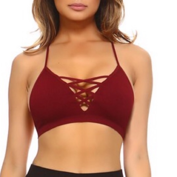 Yelete Other - Criss Cross Bralette Burgundy Padless